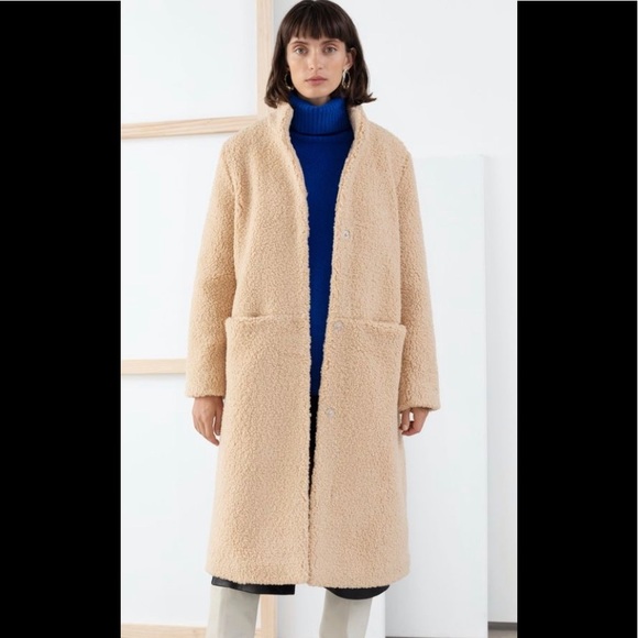 & Other Stories Jackets & Blazers - & Other Stories Beige Teddy Coat with Blue Layering